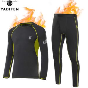 Herrens termiska underkläder vintermän termiska underkläder set fleece fodrade basskikt termaler topp bot long sle long johns för skidåkning vandring sport l231130