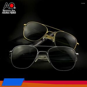 Sunglasses Aviation Pilot Men Glass Lenes Vintage Retro Brand Design American Army Military Optical AO Eyewear De Sol Masculino