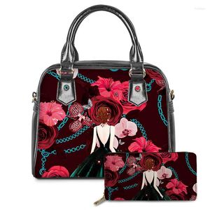 Evening Bags Noisydesigns Ladies Shoulder For Women And Pu Purse 2023 Luxury Handbags Girls Fashion Baroque Red Flower Pattern Sac Femme