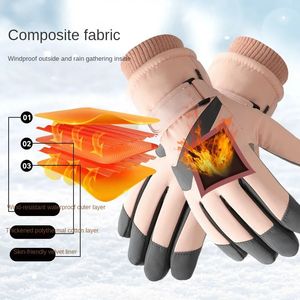 Guanti da sci Imitazione Uomo Inverno Velluto Addensato Caldo Equitazione A prova di freddo Vento Impermeabile Moto Touch Screen Cotone 231129