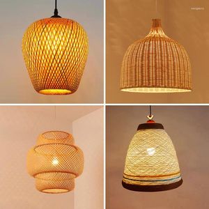 Pendant Lamps Bamboo Rattan Light Suspension Lamparas Techo Straw Chandelier Home Decoration Art Deco Ceiling