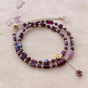 Charm Bracelets Natural Crystal Garnet Bracelet For Women Minimalist Fashion Jewelry Red Stone Beads Hand Accessories Ideal Gift Girlfriends