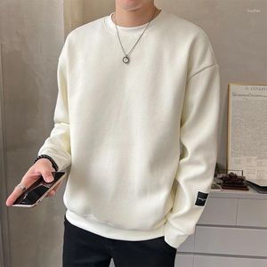 Men's Hoodies Fashionable And Versatile Temperament Clothing Autumn Winter Round Neck Long Sleeved Solid Color Commuting Pullover