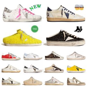 scarpe casual alte rosa dorate sporche vecchie sneaker mid-star dupe Mocassini piatti White Silver Sparkle hi Star pantofola rosa Oro nero verde Ciabatte in pelliccia scamosciata Donna Uomo