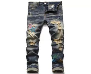 2022 European and American mens designer ripped jeans hiphop high street fashion fashion stitching cycling motorcycle embroidery 4449909