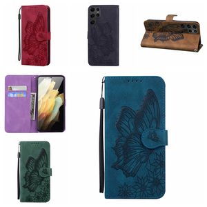 Baskı Samsung için Kelebek Çiçek Deri Cüzdan Kılıfları S24 Ultra S24 Plus A15 A05S Xiaomi 13t 14 Pro Redmi Not 13 5G Tutucu Flip Kapak Kilin Kitabı Vintage Telefon Pouch