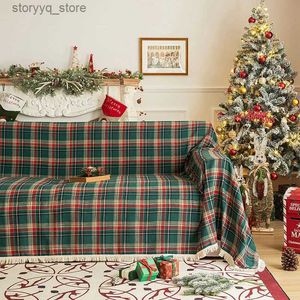 Capas de cadeira Red Plaid Couch Cover Decorações de Natal Sofá Buffalo Check Seccional para Cães Gatos Grade Preta 3 Lugares Capas de Almofada Q231130