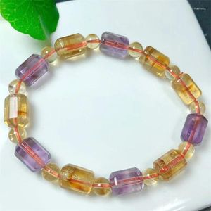 Link Bracelets 8x12m Natural Amethyst And Citrine Bracelet Charms Strand Exquisite For Women Jewelry Gift Healing Crystal Energy 1pcs