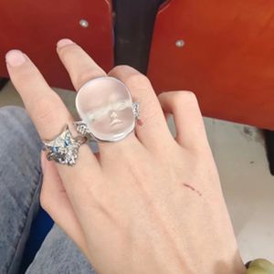 Bröllopsringar 1st Baby Face Justerbar Ring Söt Elf Ghost Alloy Party Jewelry for Women Drop 231130