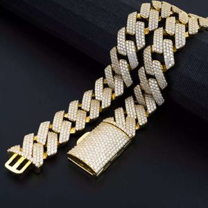 Heiße Produkte Diamant-Hip-Hop-Halskette, rosévergoldete Moissanit-Kette, 14 mm, kubanische Gliederkette aus 925er Silber