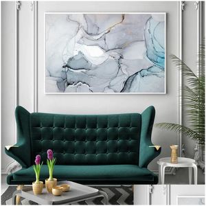 Dipinti su tela di grandi dimensioni pittura rosa blu inchiostro poster arte della parete immagine astratta stampa HD per la decorazione del soggiorno senza cornice Dh7Ok