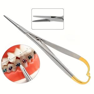 Pinça porta-agulhas dentárias padrão, instrumento ortodôntico, produto odontológico, suporte de agulha em aço inoxidável, 1 peça