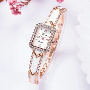 Наручные часы женские простые повседневные модные часы с квадратным циферблатом универсальные кварцевые компактные изысканный браслет
