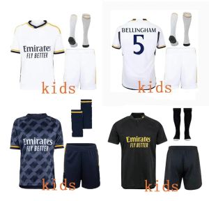 12h Rush Frete Grátis Meninos Crianças Kits de Futebol BELLINGHAM Camisas de Futebol VALVERDE TCHOUAMENI ALABA MODRIC RODRYGO Quarto 2023 2024 VINI JR Futebol Camiseta