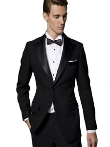 Erkekler Suits Blazers Özel Yapımı Siyah Erkekler Suitler İnce Groomsmen Yakası Blazer Pantolon Düğün Prom Smokin Adam Suitjoketpants 231127