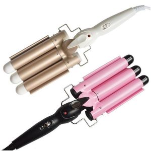 Haarglätter Professionelle Keramik Triple 3 Barrel Wave Waver Styling-Tools Digital Salon Lockenstab Lockenstab Styler Drop De Dhdic