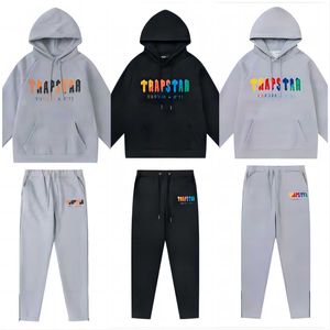 Trapstar Tracksuit Rainbow Scarf broderad och Veet Hooded Sportswear Close-up dragkedja Casual Guard Pants Trapstar Hoodie Hoodie Sety7