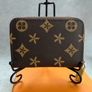 Mit Box-Kartenhalter, rosa Designer-Leder-Geldbörsen M60067 N63070, Damen-Luxus-Geldbörsen, Kupplung, Schlüsselanhänger, Tasche, Reißverschlusstasche, Herren-Geldbörse, Blumen-geprägter Kartenhalter