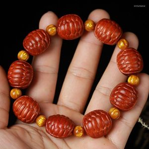 Strand Zambia Red Sandalwood Rich World Handstring Men and Women Rosary Hand Ornament Buddha Pärlor Tillbehör Armband Hantverk