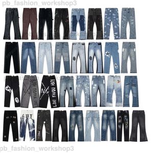 Lila Jeans Designerjeans Herrenjeans Vintage Splashed Ink Trendy High Street Vibe Ausgestelltes weites Bein Herren Distressed Ripped Rock 628