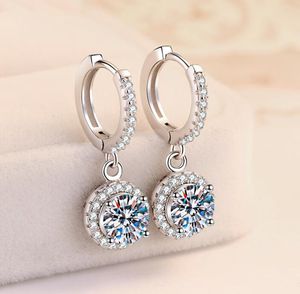 S925 Sterling Silver Luxury Moissanite Diamond Earring for Women's Round Wrapped Bizuteria Jewelry