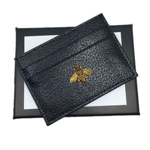 Svart äkta läder kreditkortshållare plånbok Klassisk affärsmän id -kort Case Coin Purse 2020 New Fashion Slim Pocket Bag PO231C