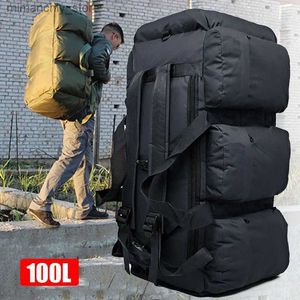 Utomhuspåsar super stor kapacitet 100L ryggsäck män utomhus vattentät camping lagring väska tält tält tak militär taktisk resväska handväska q231130