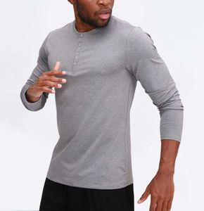lu Uomo Yoga Outfit T-shirt sportiva a maniche lunghe Uomo Sport Style Colletto con bottoni Camicia Allenamento Fitness Abbigliamento Elastico Abbigliamento ad asciugatura rapida 68