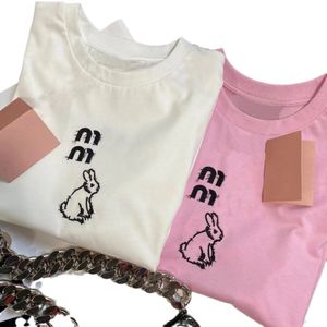 デザイナーTシャツの女性クロップトップ春春夏ラビットレター刺繍コットントップショートスリムフィットショートスリーブTシャツ