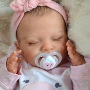 Life Reborn Baby Dolls-20-tums Sweet Smile Real Life Realistic-Newborn Full Body Vinyl Sleeping Baby Girl With Toy Accessories Gift Set för barn ålder 3+