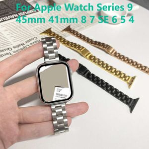 Apple Watchシリーズ9 45mm 41mm 8 7 SE 6 5 4 38 40 42mm 44mmウルトラストラップ用の女性スリムステンレススチールバンドIWATCHブレスレット用ウルトラストラップ