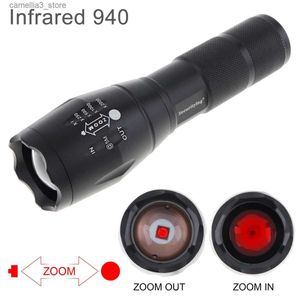 Torches Led Tactical IR Flashlight 1000 Lumen Zoomable Focus 940nm 850nm 토치 적외선 사냥 토치 야영을위한 야간 비전 Q231130