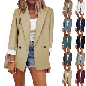 Women's Suits 023 Spring Autumn Fashion Solid Color Long Sleeve Loose Casual Single Piece Suit Coat Women's Trend H302