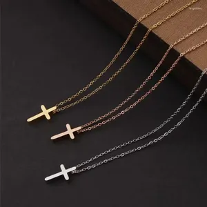 Chains 10pcs 8.5 14mm Mirror Polished Stainless Steel Exquisite Small Bead Cross Necklace For Women Simple Accessories