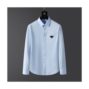 Camisas masculinas casuais de design de qualidade camisetas de negócios clássicas camisa de manga longa cor sólida carta primavera outono blusa plus size S/M/L/XL/2XL/3XL/4XL