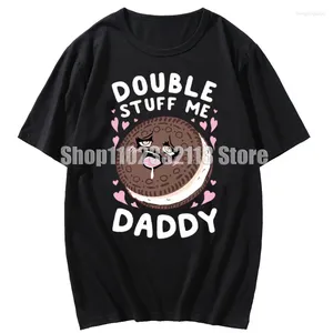 T-shirt da uomo Double Stuff Me Daddy T-shirt Fangled Sandwich Biscuit Cartoon Top Tee Divertente sporco gioco di parole regalo per le donne Tshirt