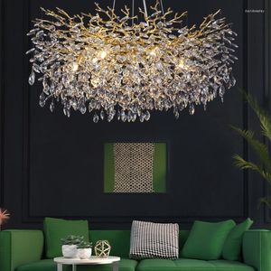 Chandeliers ENGRAVED Luxury Crystal Lamp Simple Atmosphere French Duplex American Branch Light Living Room Chandelier