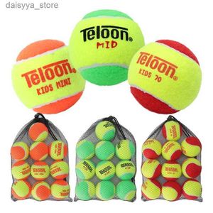 Tennisbollar Tennisbollar för barn Teloon Stage 1/2/3 Red Orange Green för barn i åldern 5-14 år Tenis Training 10 bollar med Mesh Bagl23118