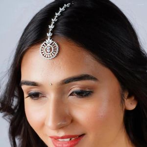Hair Clips Stonefans Geometric Zircon Forehead Chain Headpiece Wedding Accessories Boho Headbands Leaf Crystal Bridal For Women