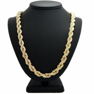 Hip Hop Rope Chain Halsband 14K Guldpläterad 10mm 24 tum255e