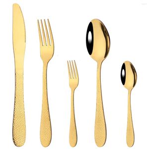 Besteck-Sets Goldspiegel 1/2/4/6 Set Geschirr Edelstahlgeschirr Luxus-Hausmesser Ckae Gabel Teelöffel Besteck