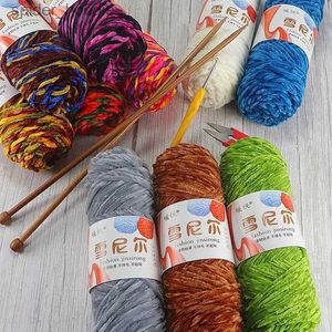 Garn 100g/roll sammet garn polter blandad bomull chenille virkning stickning garn mjukt baby garn tråd tjock halsduk diy handstickad l231130