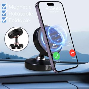 Uppgradera dubbla sido -magnetiska biltelefonhållare Rund roterbar Mount Strong Magnet GPS Stand Car Mobile Support för iPhone 14 13 Samsung