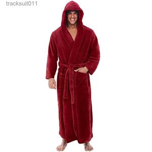 Men's Robes Men'S Winter Warm Home Nightgown Men'S Winter Plush Lengthened Shl Bathrobe Home Clothes Long Sled Robe Coat L231130