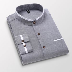 Men's Casual Shirts Men's clothing Long Sleeve Regular-fit Button-down Thick Shirts Casual Solid Oxford Dress White Shirt Single Patch Pocket Stand 231130