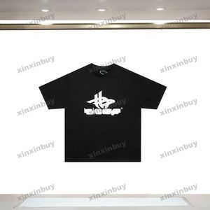 Xinxinbuy Men designer tee t shirt folding paris brev tryckning kort hylsa bomullskvinnor svart vit blå grå xs-2xl