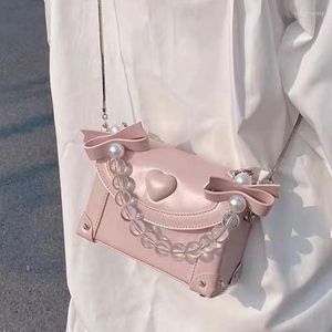 Akşam çantaları tatlı aşk kadınların küçük kare omuz moda boncuklu tutucu bayanlar zincir çanta çantaları kadın kızlar yay crossbody çanta