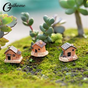 Decorative Objects 3pc Mini Small House Cottages DIY Toys Crafts Figure Moss Terrarium Fairy Garden Ornament Landscape Decor Random Color Dollhouse 230428