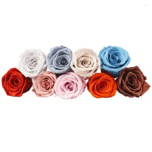 Kwiaty dekoracyjne 8pcs wieczne róże żywy kolor na zawsze ręcznie robiony zachowany ozdobnik kwiatowy prezent ślubny dla dziewczyny
