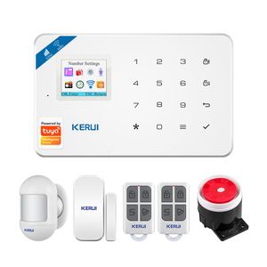 Alarm systems KERUI Tuya Smart WIFI GSM Security System Works With Alexa Home Burglar Motion Detector Smoke Door Window Sensor IP Camera 230428
